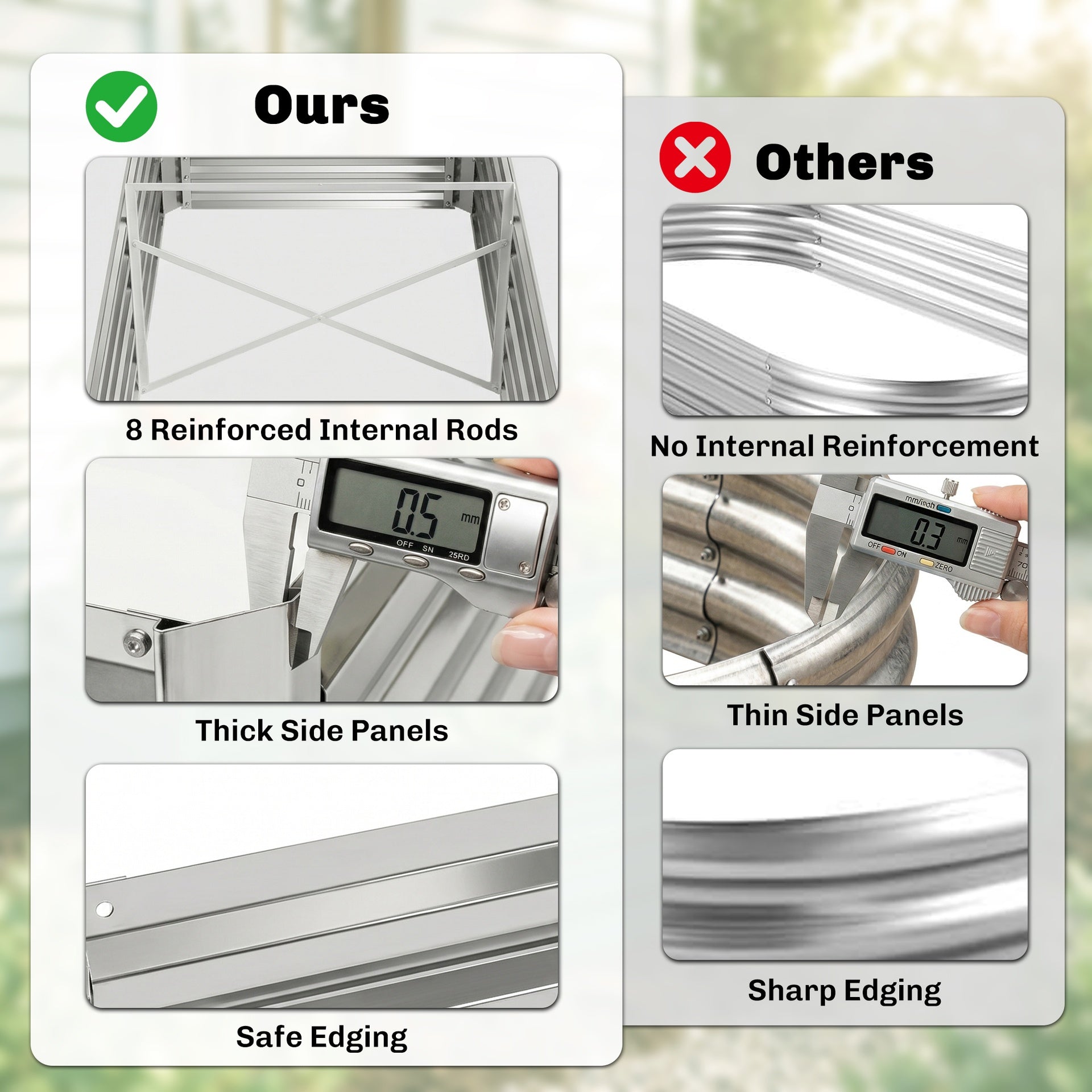 Outsunny Galvanized Raised Garden Bed, Steel Outdoor Planters with Reinforced Rods, 71" x 36" x 23", Silver