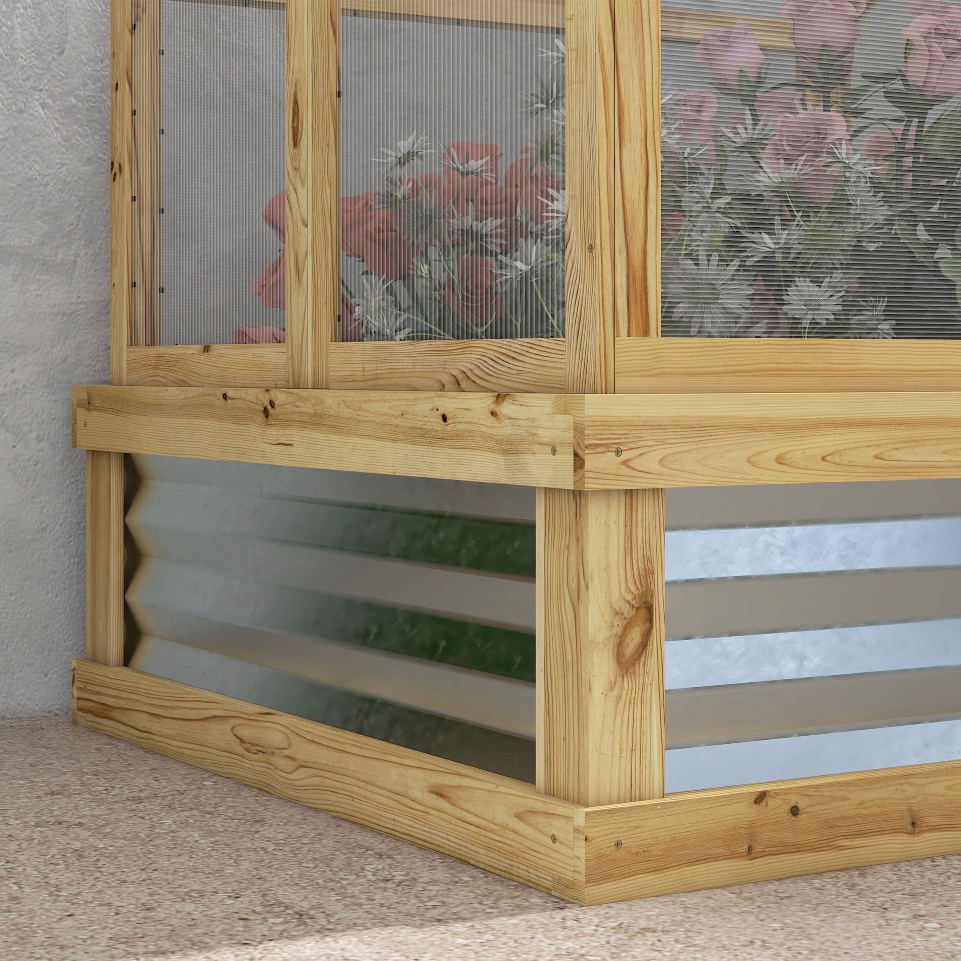 Outsunny Raised Garden Flower Bed Kit with Greenhouse, Wooden Cold Frame Planter, 35.5" x 31.5" x 36", Natural