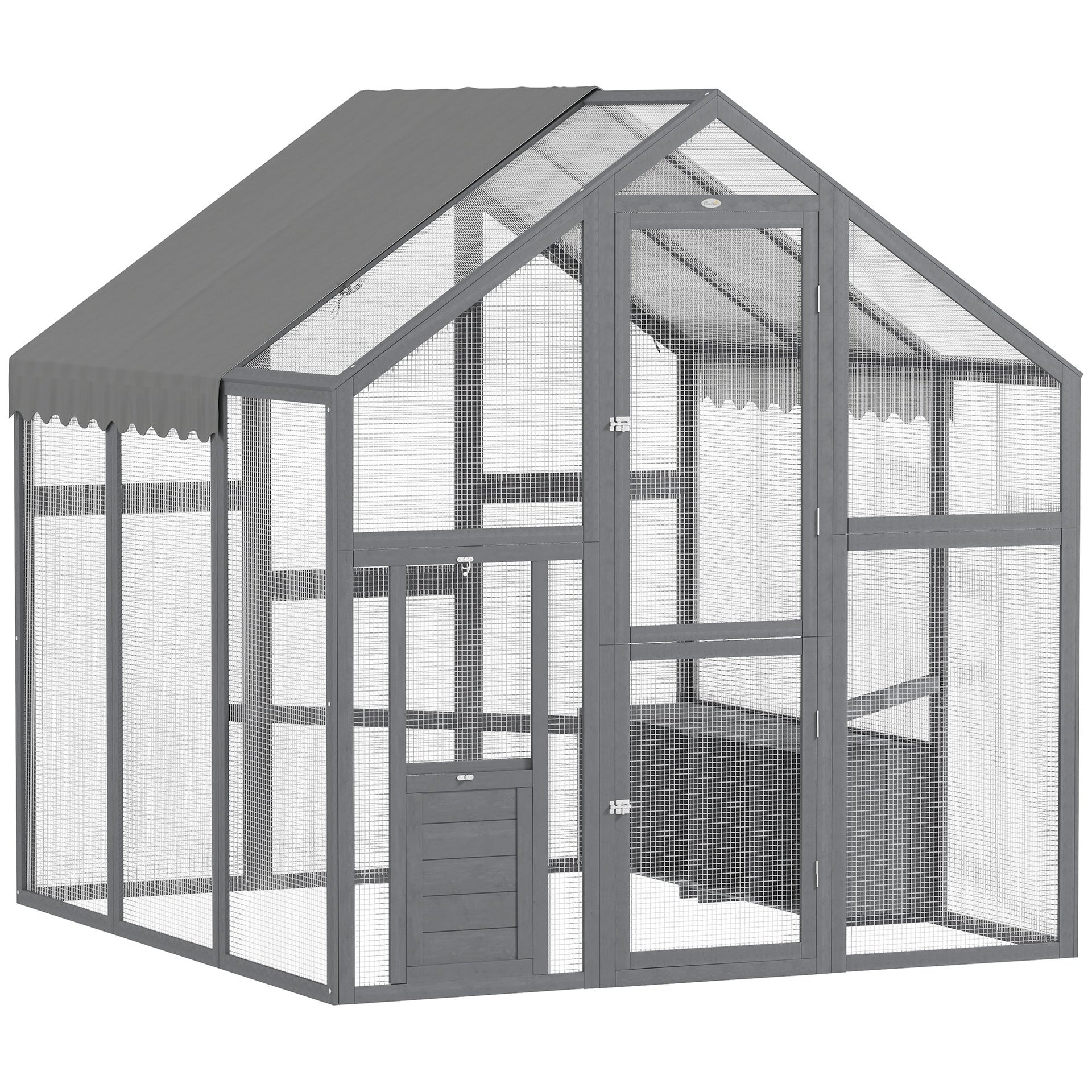 PawHut Large Wooden Chicken Run with Waterproof & Anti-UV Cover, for 6-8 Chickens, for Backyard, Farm, 5.5' x 6' x 6'