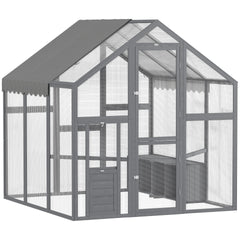 PawHut Large Wooden Chicken Run with Waterproof & Anti-UV Cover, for 6-8 Chickens, for Backyard, Farm, 5.5' x 6' x 6'