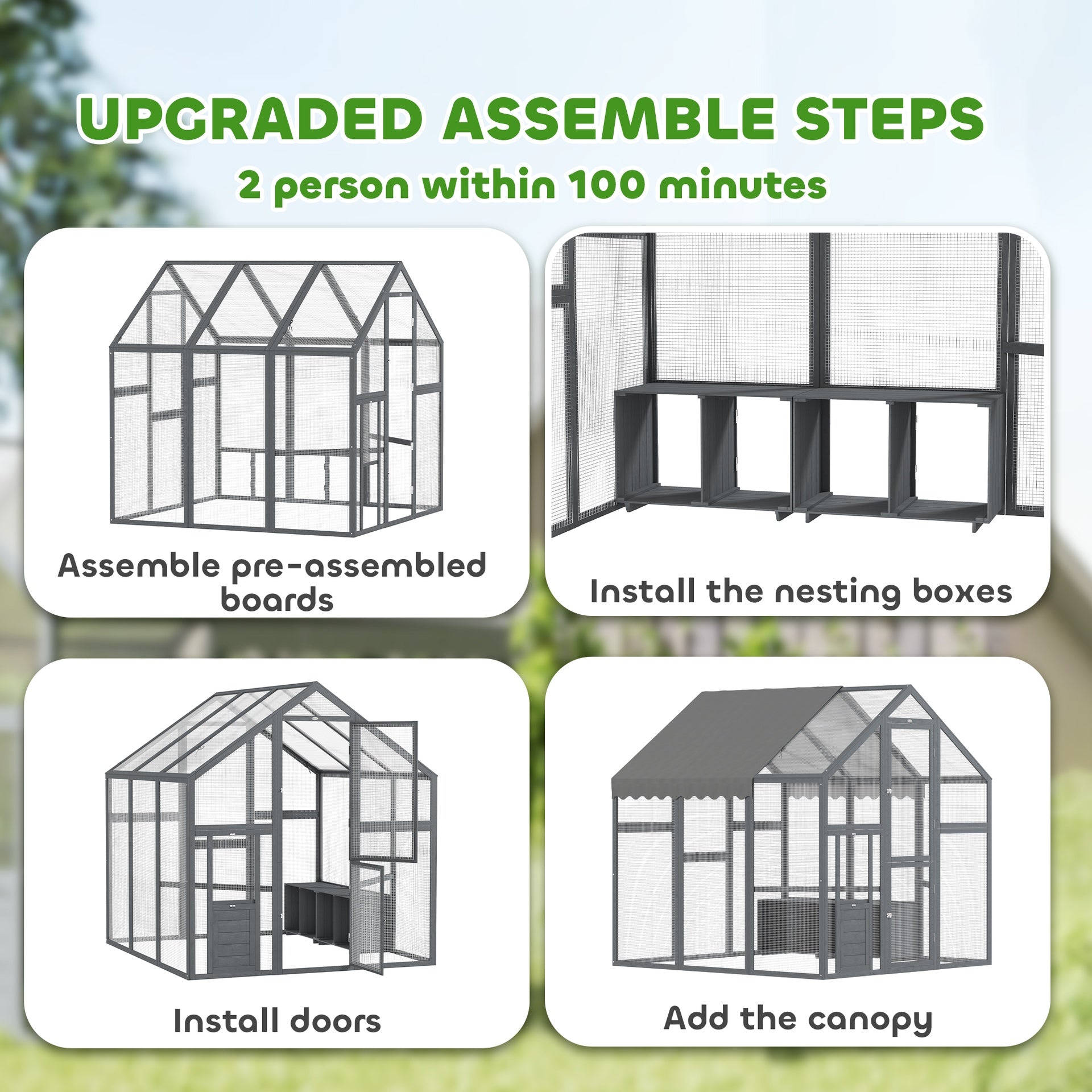 PawHut Large Wooden Chicken Run with Waterproof & Anti-UV Cover, for 6-8 Chickens, for Backyard, Farm, 5.5' x 6' x 6'