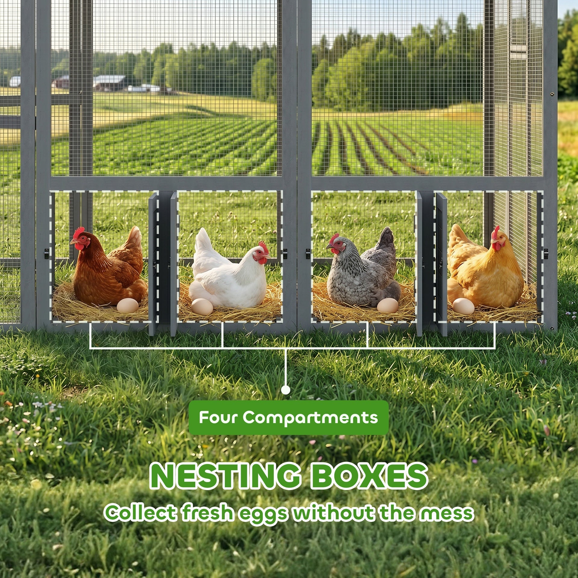PawHut Large Wooden Chicken Run with Waterproof & Anti-UV Cover, for 6-8 Chickens, for Backyard, Farm, 5.5' x 6' x 6'