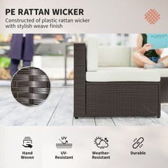Outsunny 7 Piece Patio Furniture Set, All Weather PE Rattan Outdoor Furniture Conversation Sets with Glass Top Coffee Table