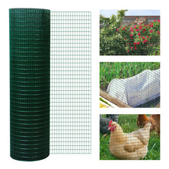 PawHut PVC Coated Steel Chicken Rabbit Mesh Fencing Wire Garden Galvanized Fence Border