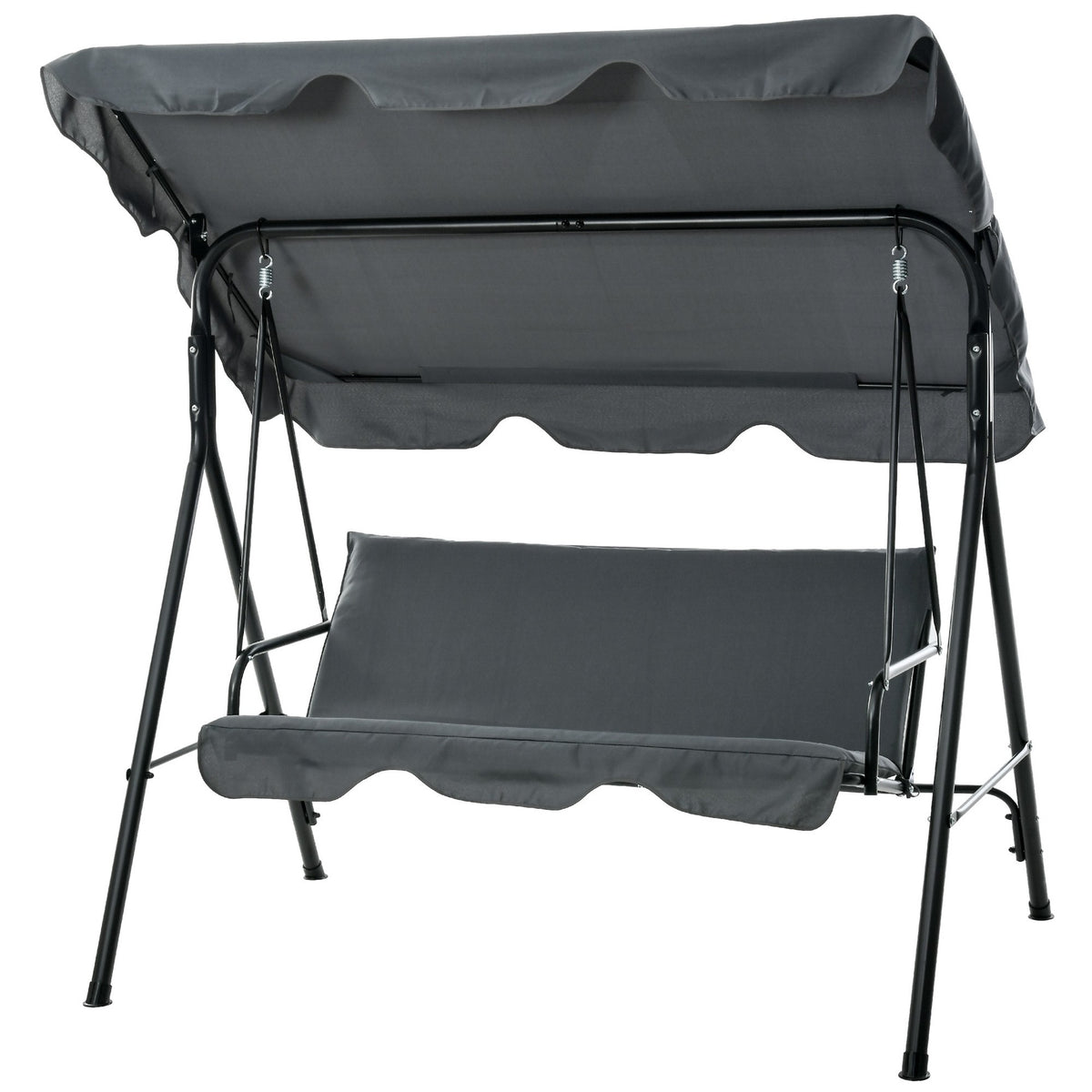 Outsunny 3-Seat Outdoor Patio Swing Chair w/ Cushion, Steel Frame Stand, Adjustable Tilt Canopy for Patio, Garden, Gray