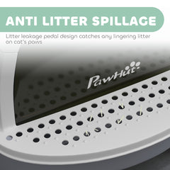 PawHut Covered Cat Litter Box with Lid, Scoop, Deodorizing Bags for Odor Control, Privacy, Easy to Clean, Gray