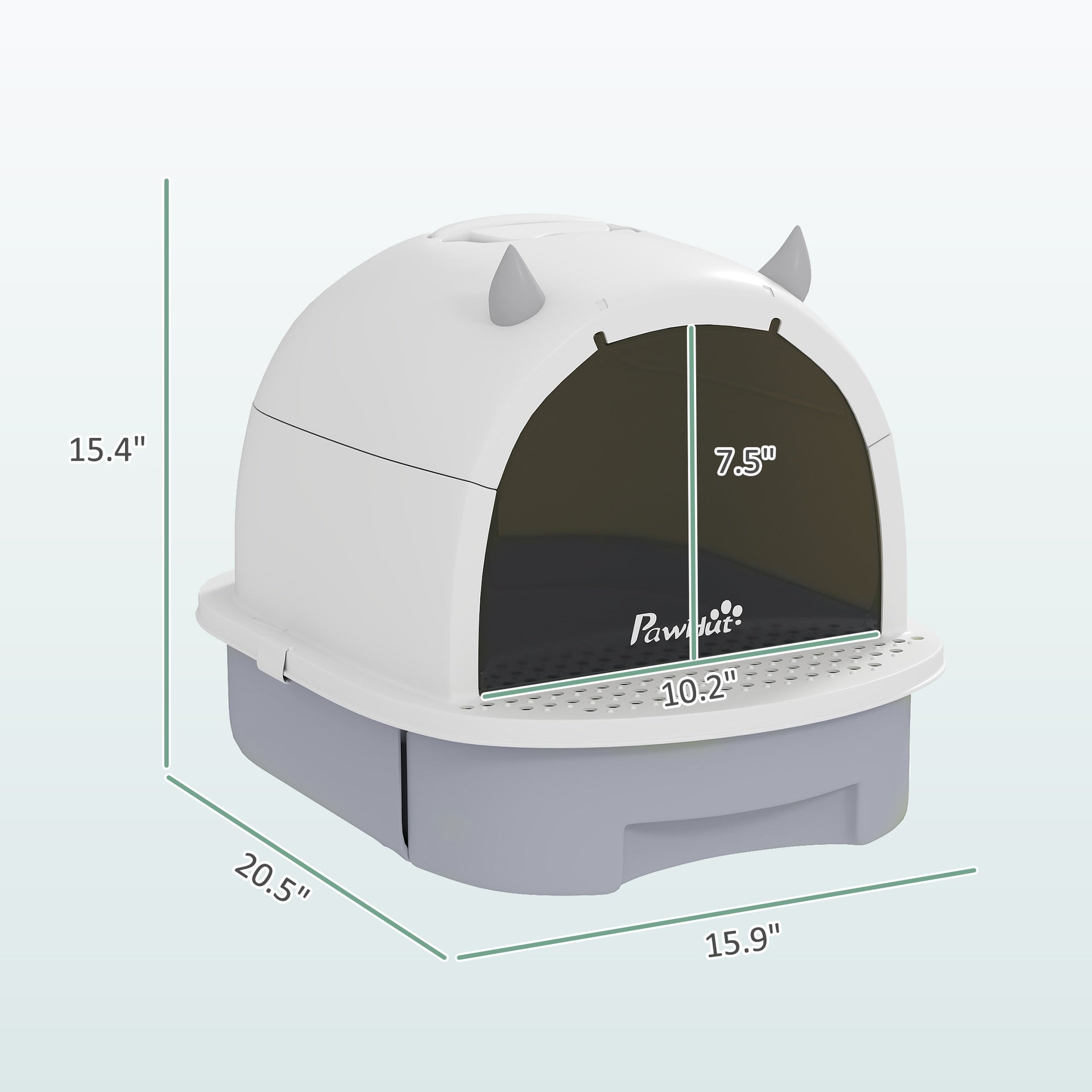 PawHut Covered Cat Litter Box with Lid, Scoop, Deodorizing Bags for Odor Control, Privacy, Easy to Clean, Gray