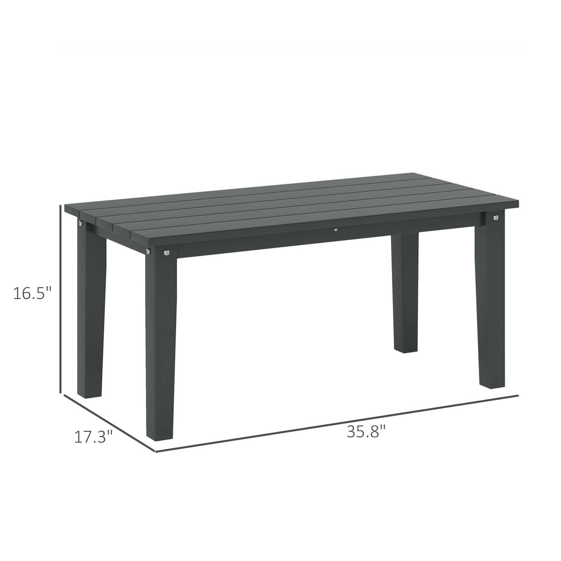 Outsunny Rectangle Outdoor Coffee Table, HDPE All-Weather Outdoor Patio Table with Slatted Tabletop for Yard, Balcony, Black