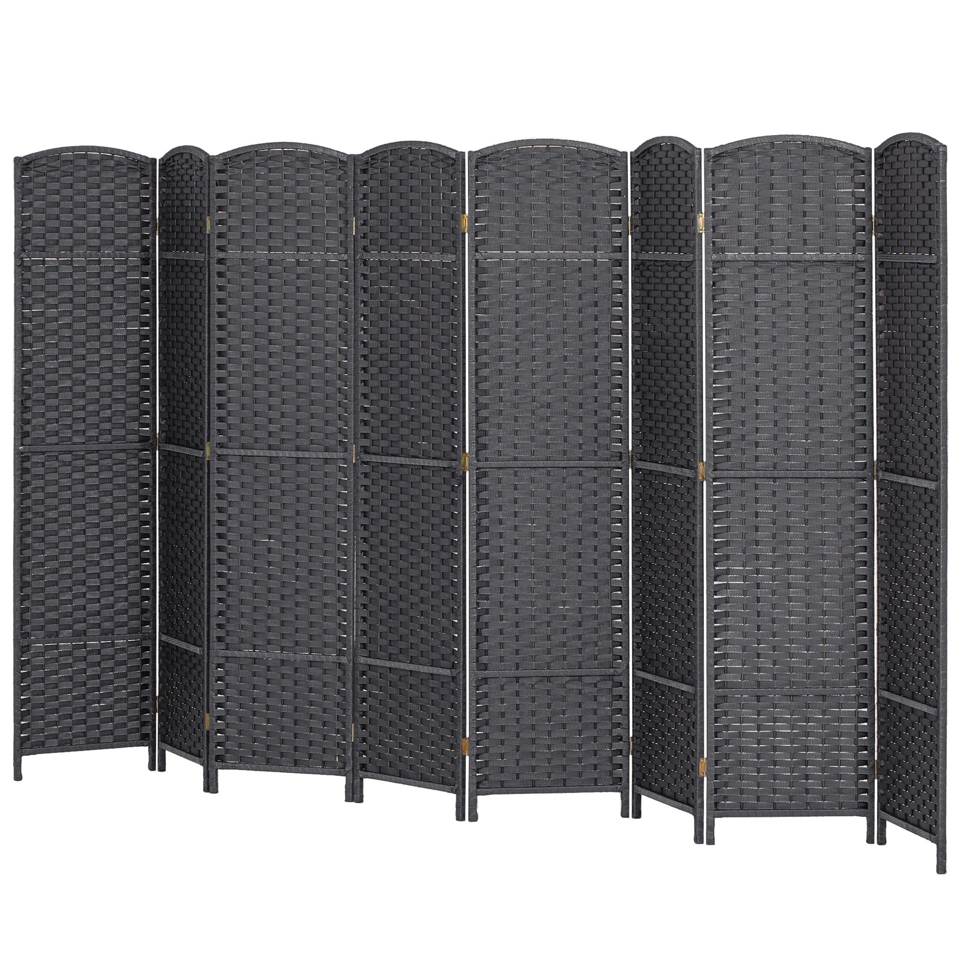 HOMCOM Folding Room Divider Screen 8 Panel 5.6' Tall Privacy Screen Freestanding Room Partition for Home Office, Charcoal Gray