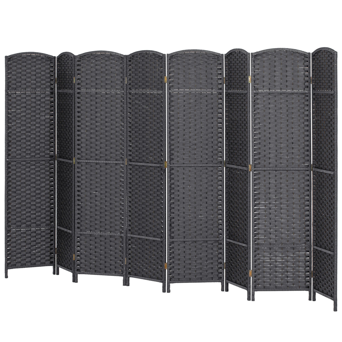 HOMCOM Folding Room Divider Screen 8 Panel 5.6' Tall Privacy Screen Freestanding Room Partition for Home Office, Charcoal Gray