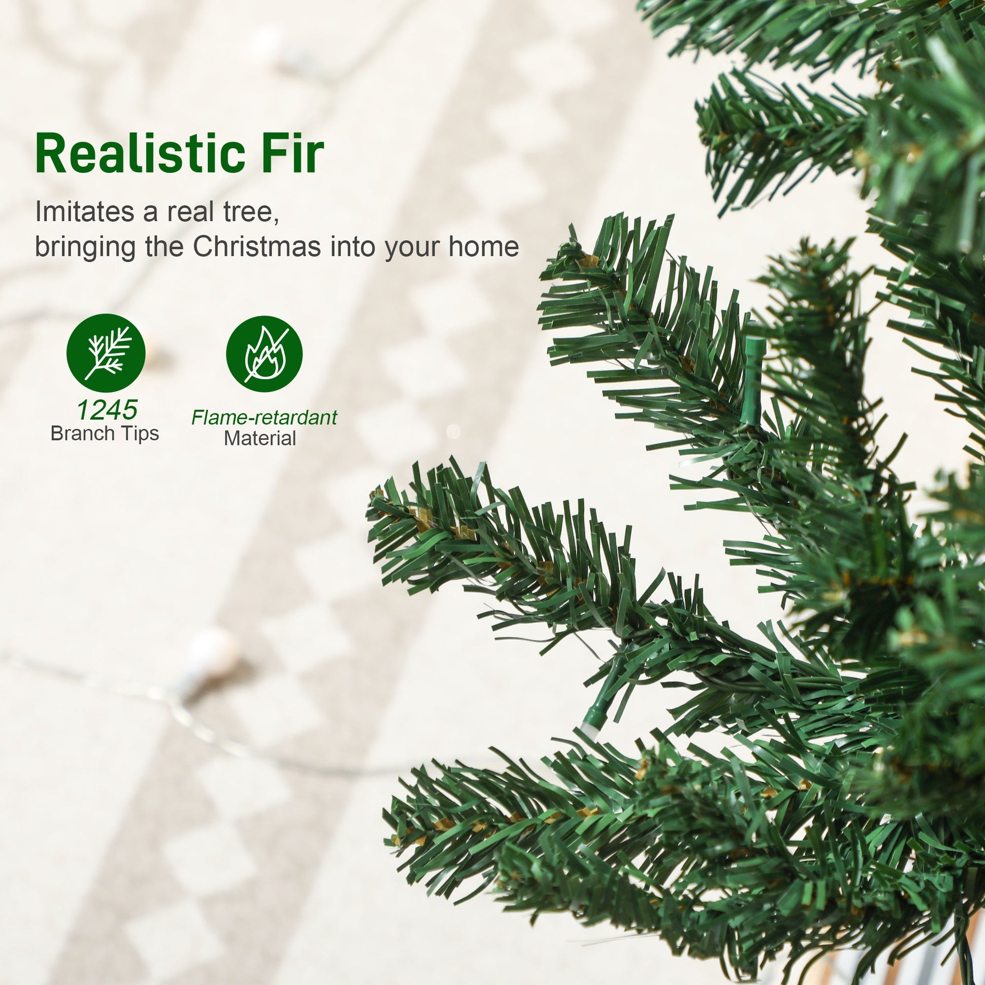 HOMCOM 7ft Artificial Christmas Tree with Colorful DIY Synchronized Lights, Remote, Hinged Slim Fir with Daily Timer