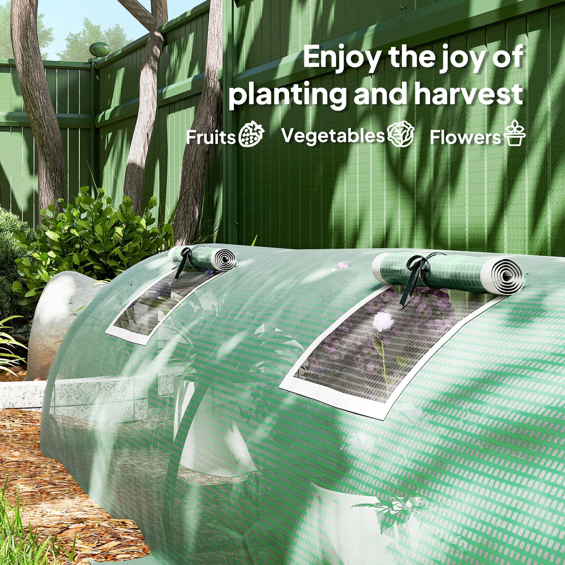 Outsunny Mini Greenhouse with 5 Mesh Windows, Portable Plant Hot House with PE Cover and Steel Frame, 10' x 3' x 2' , Green
