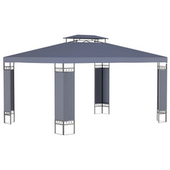 Outsunny 10' x 13' Patio Gazebo, Double Roof Outdoor Gazebo Canopy Shelter with Screen Decorate Corner Frame, for Garden, Lawn, Backyard and Deck, Gray