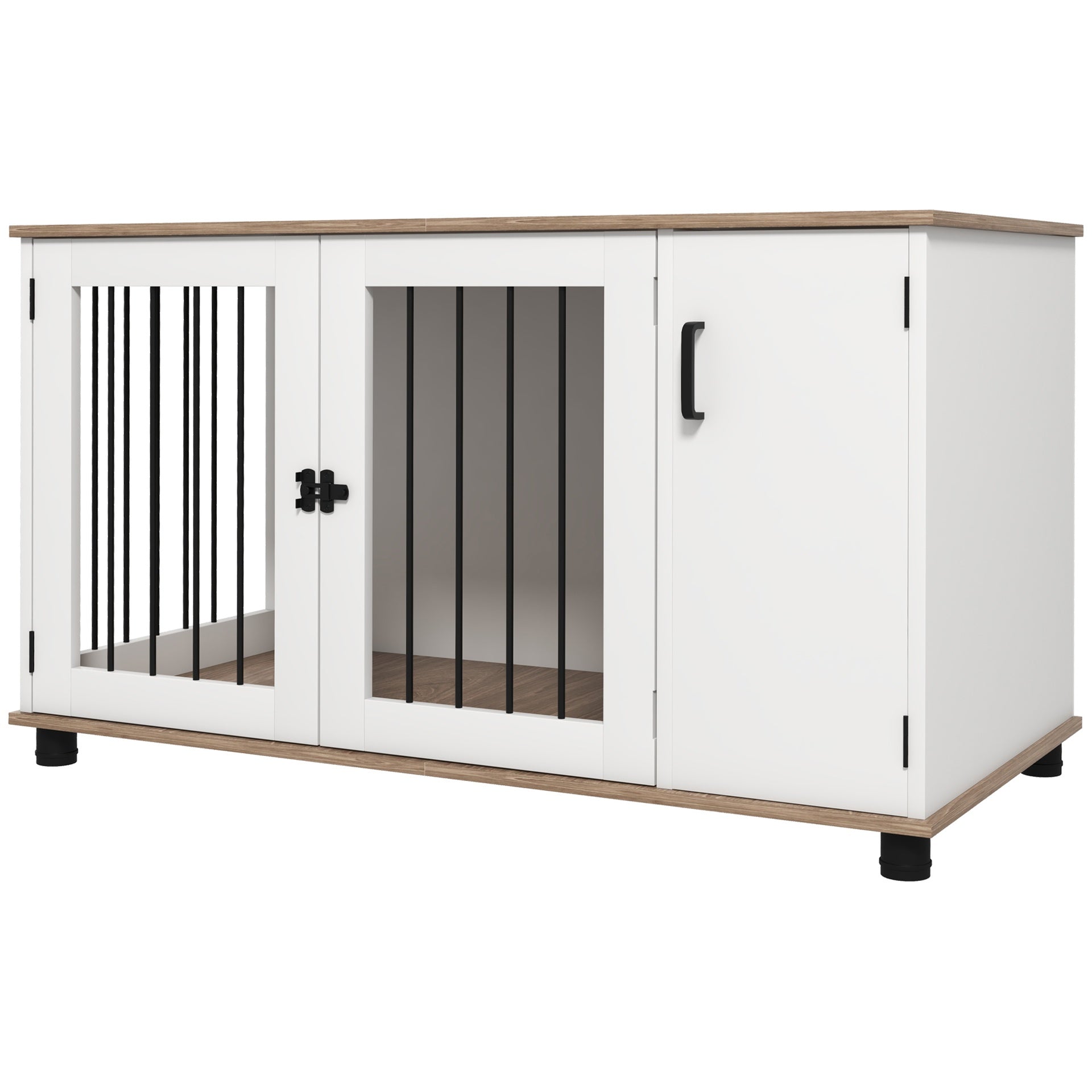 PawHut Dog Crate Furniture Side End Table Indoor w/ Storage, Double Doors