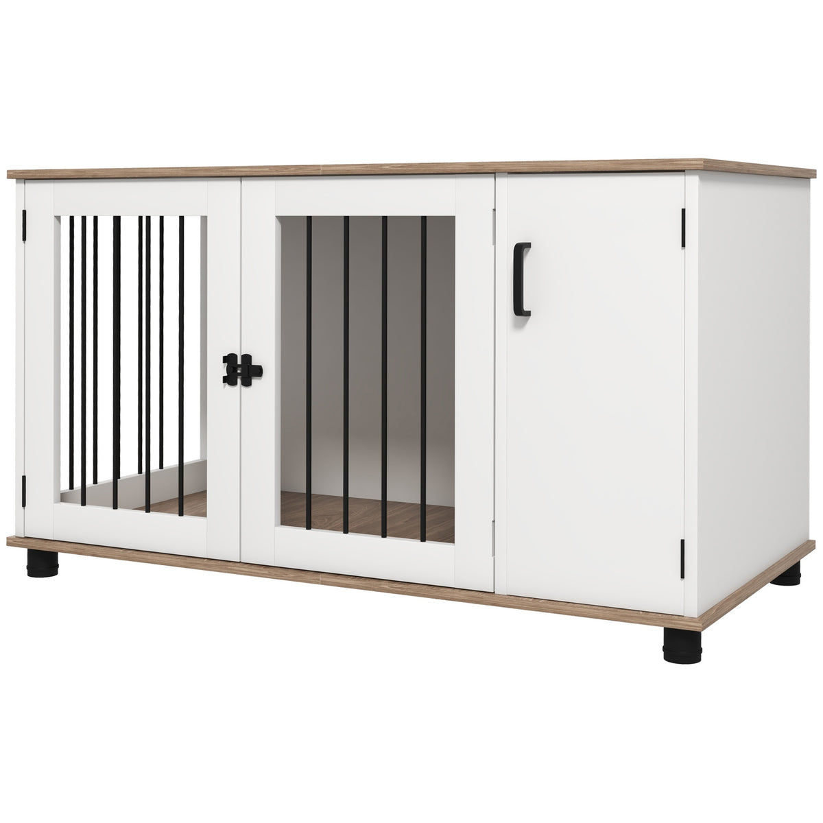 PawHut Dog Crate Furniture Side End Table Indoor w/ Storage, Double Doors