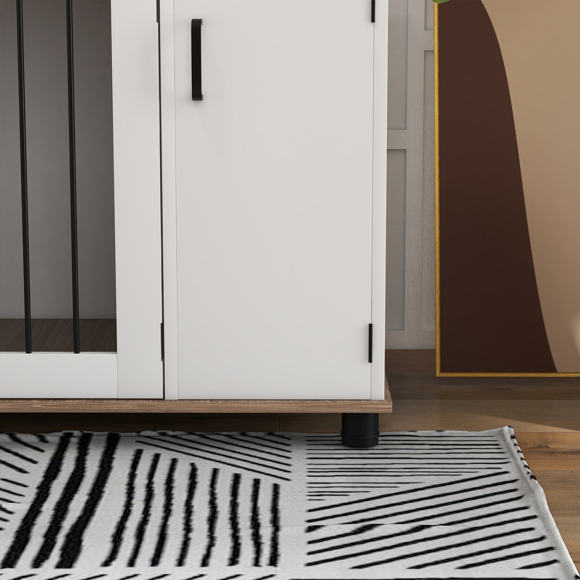 PawHut Dog Crate Furniture Side End Table Indoor w/ Storage, Double Doors