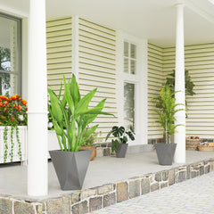 Outsunny Indoor Outdoor Planters Set of 3 MgO Tall Planters Stackable Flower Pots with Drainage Holes for Garden, Balcony, Gray