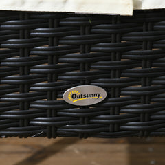 Outsunny 4 PE Rattan Outdoor Dining Chairs with Cushions, Patio Wicker Dining Chairs with Backrest, Black