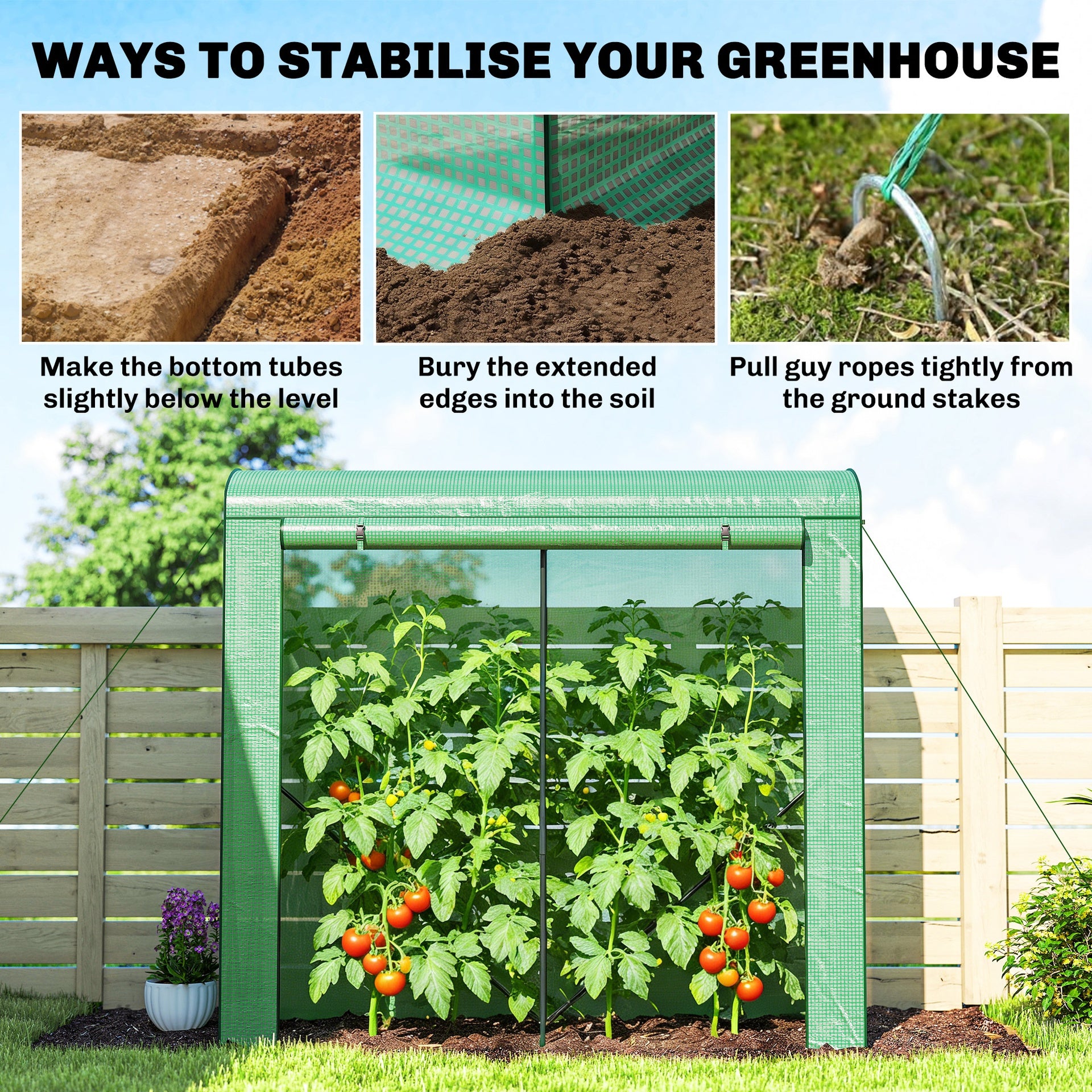 Outsunny Mini Greenhouse, Portable Greenhouse with Roll-Up Door and 2 Mesh Windows, PE Cover, 78.7" x 29.5" x 74", Green