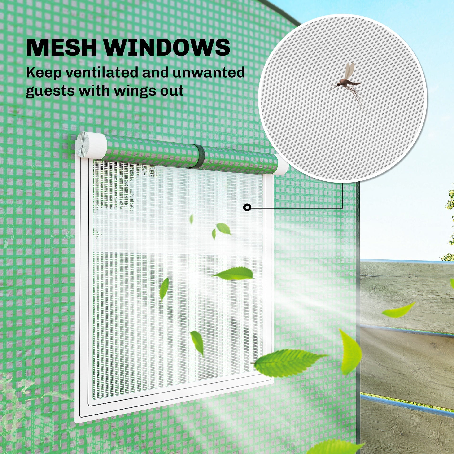 Outsunny Mini Greenhouse, Portable Greenhouse with Roll-Up Door and 2 Mesh Windows, PE Cover, 78.7" x 29.5" x 74", Green