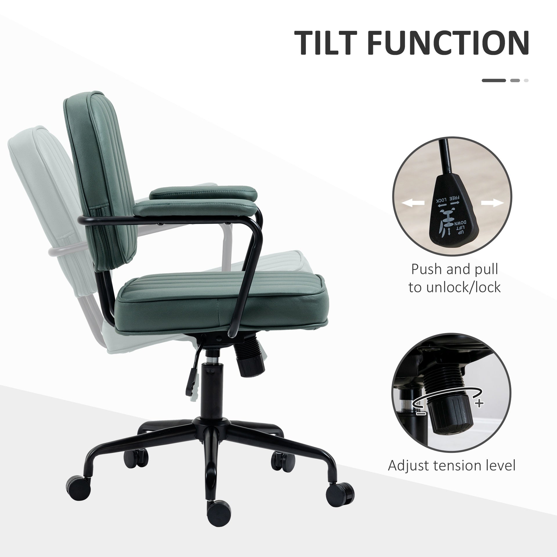 Vinsetto Home Office Chair with Adjustable Height and Tilt, Green