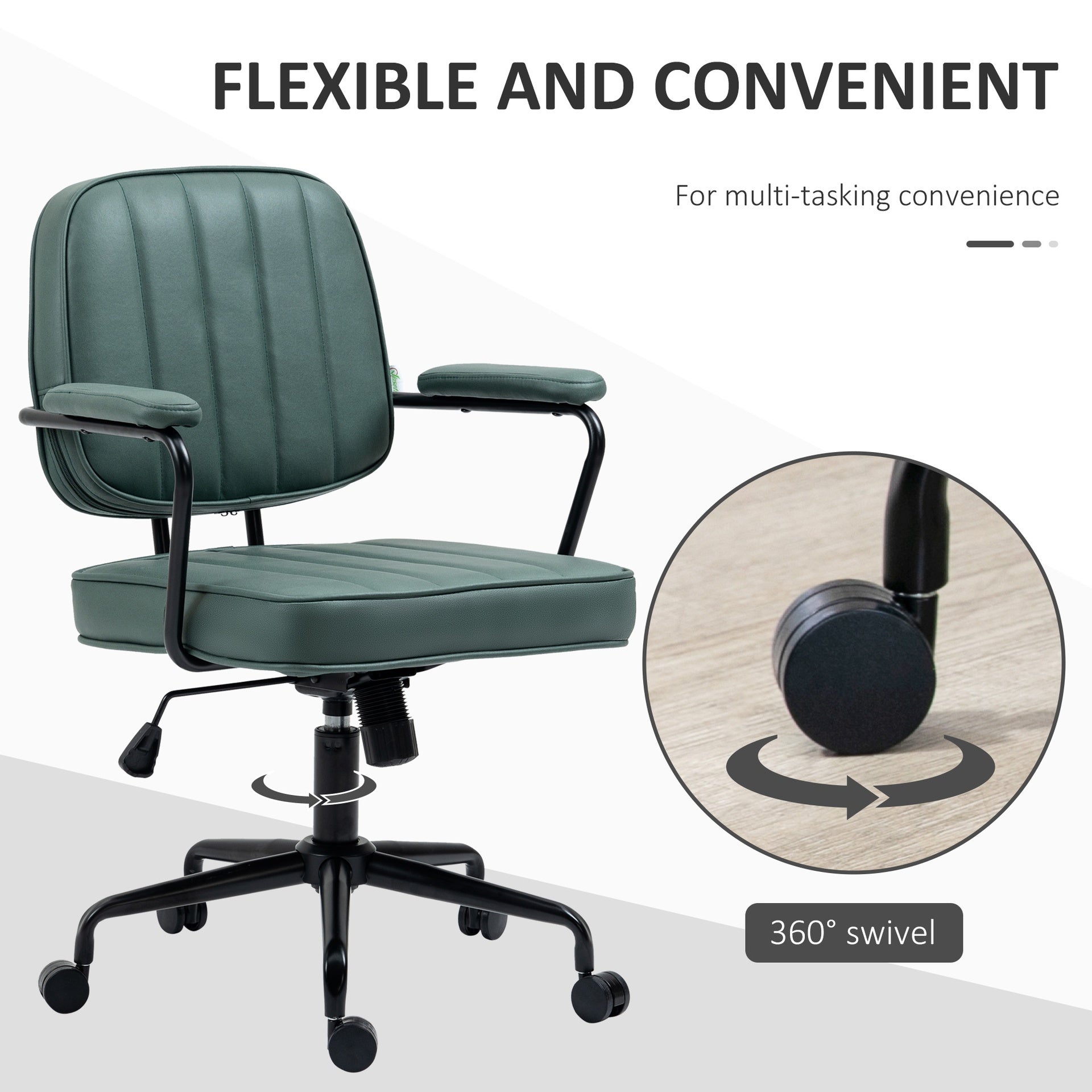 Vinsetto Home Office Chair with Adjustable Height and Tilt, Green