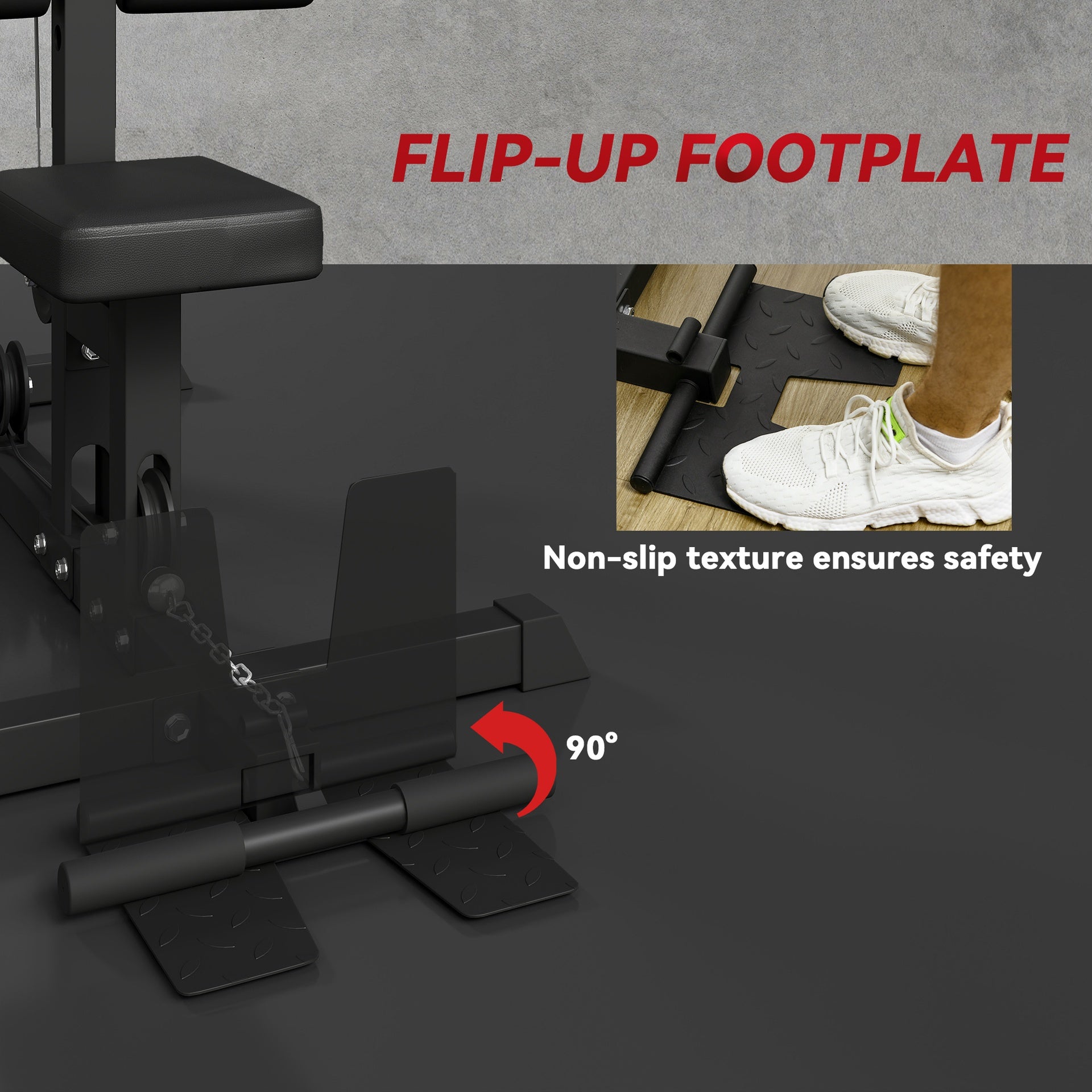 Soozier Lat Pull Down Machine, High / Low Pulley Machine with Adjustable Seat and Flip-Up Footplate, Black