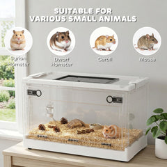 PawHut Hamster Cage, Stackable Gebril Cage with Front Door, Ventilated Small Animal Habitat for Dwarf Hamsters, Gerbils, Mice