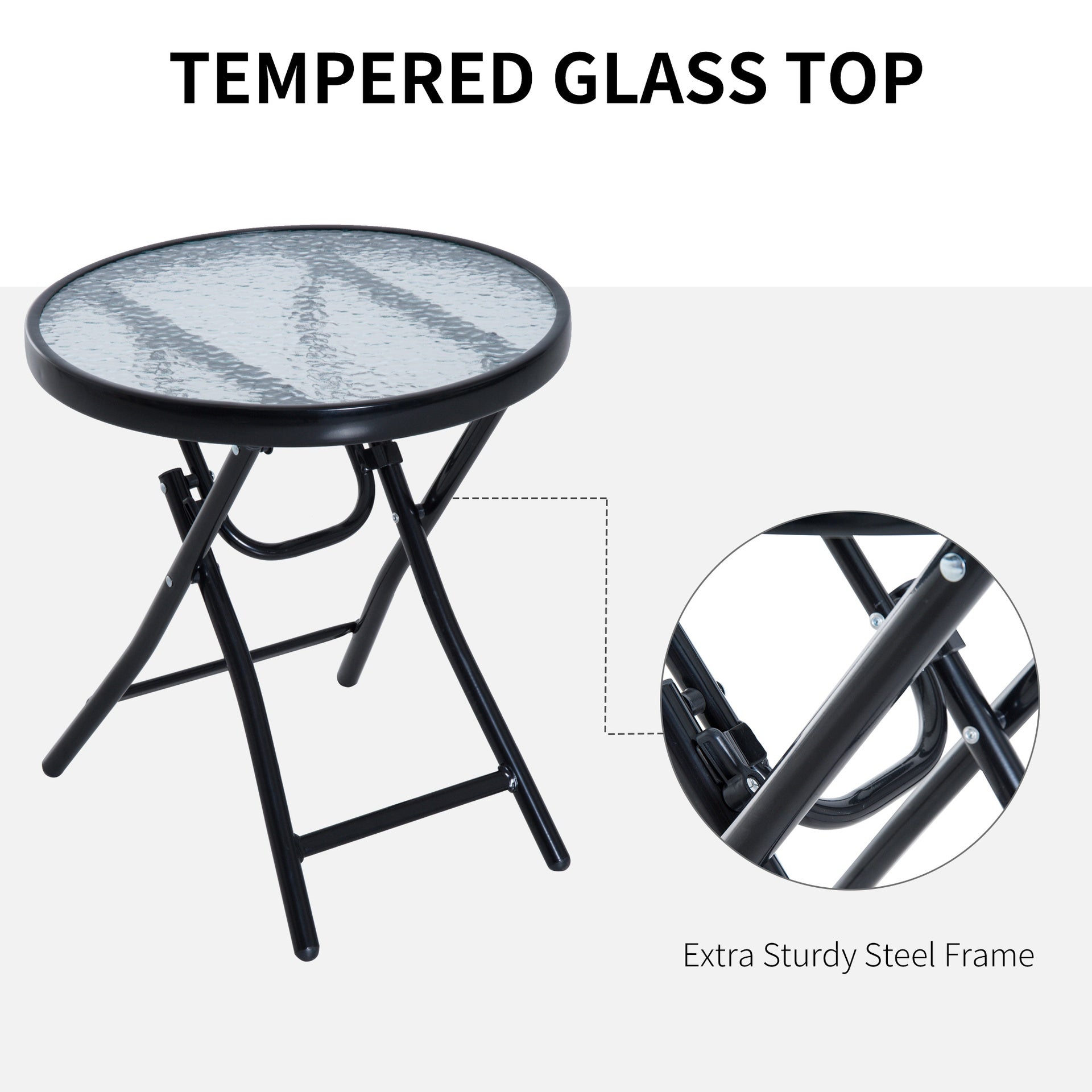 Outsunny Outdoor Folding Rocking Chair Patio Table Seating Set, 2 Rocking Chairs with Armrests and 1 Side Table with Tempered Glass - Gray