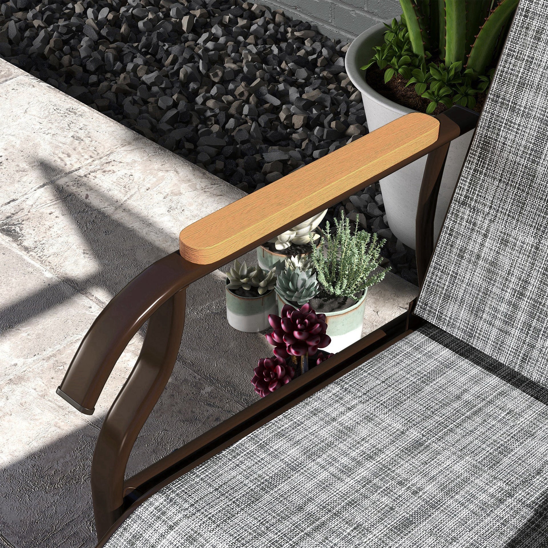 Outsunny Outdoor 2-Person Glider Bench, Outside Glider Swing Chair Loveseat with Table, Steel Frame, Gray