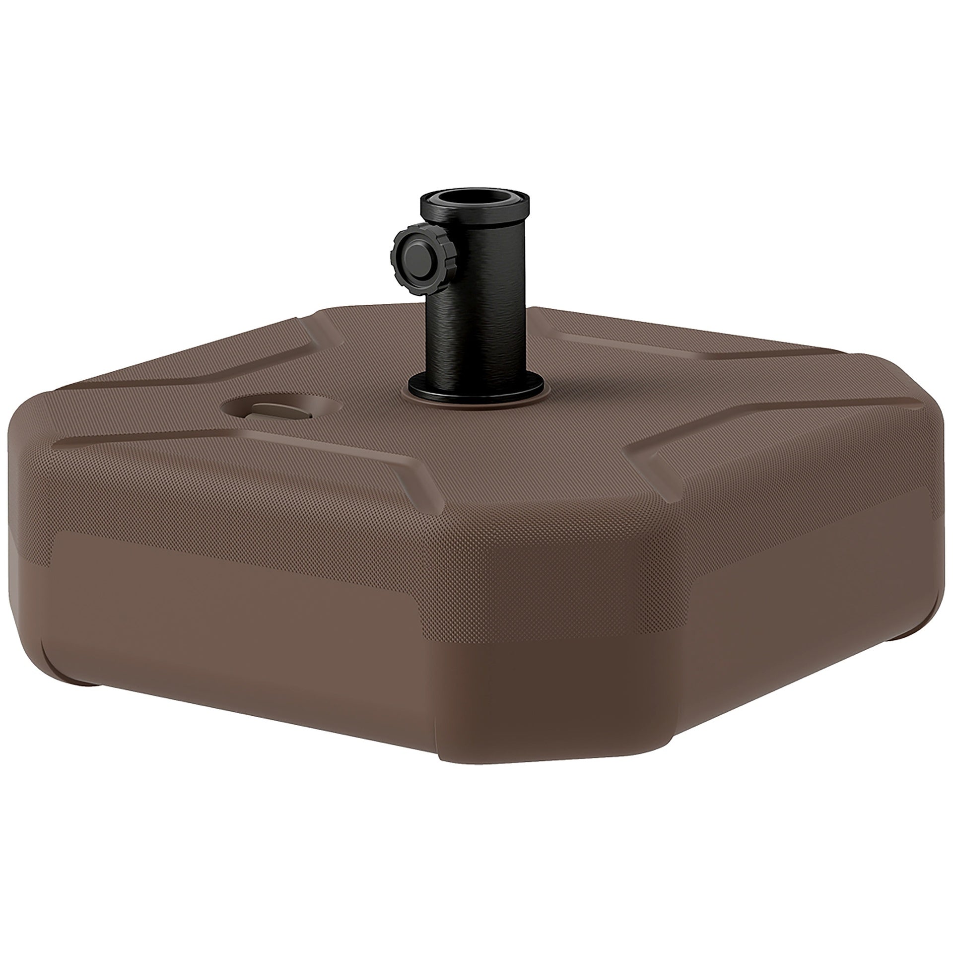 Outsunny Square Patio Umbrella Base Holder, Heavy Duty Outdoor Umbrella Stand Base, Filled Up to 55lbs with Sand or 44lbs with Water for Garden, Poolside, Brown
