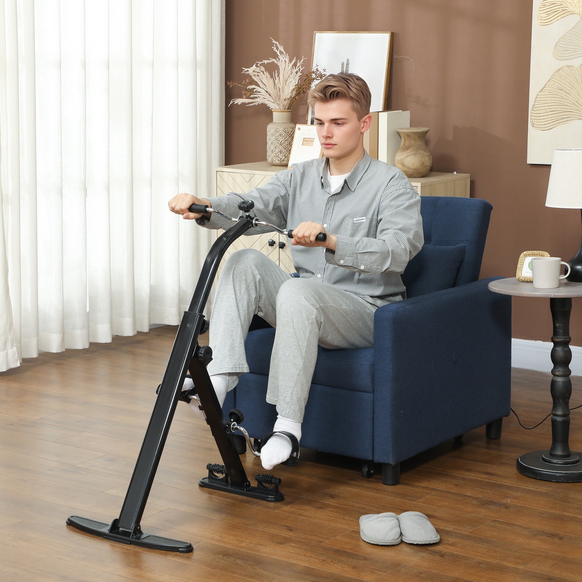 Soozier Seated Pedal Exerciser, Foldable Leg Exercise Bike with LCD Monitor for Seniors Elderly, Rehabilitation Recovery Therapy
