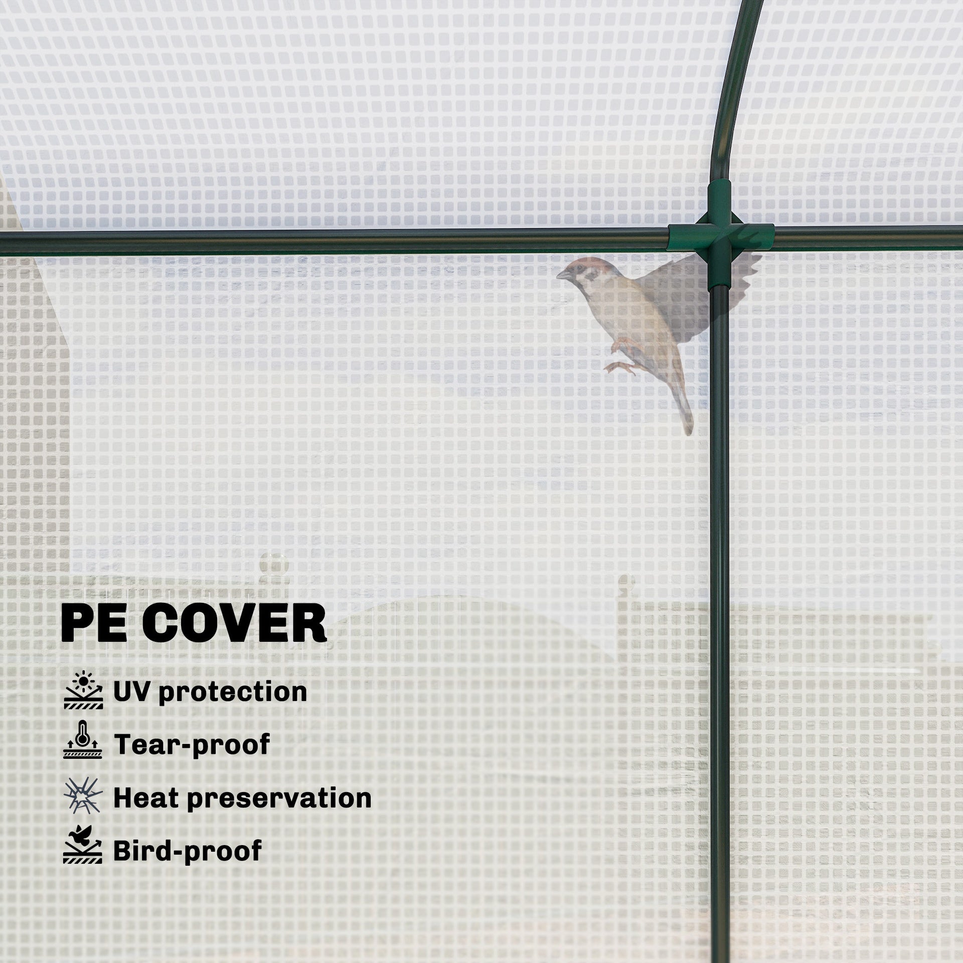Outsunny Mini Greenhouse, Portable Greenhouse with Roll-Up Door and 2 Mesh Windows, PE Cover, 78.7" x 29.5" x 74", White