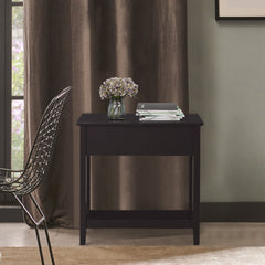 HOMCOM End Table, Narrow Side Table with Flip Top, Storage Cabinet, Bottom Shelf for Living Room, Dark Coffee