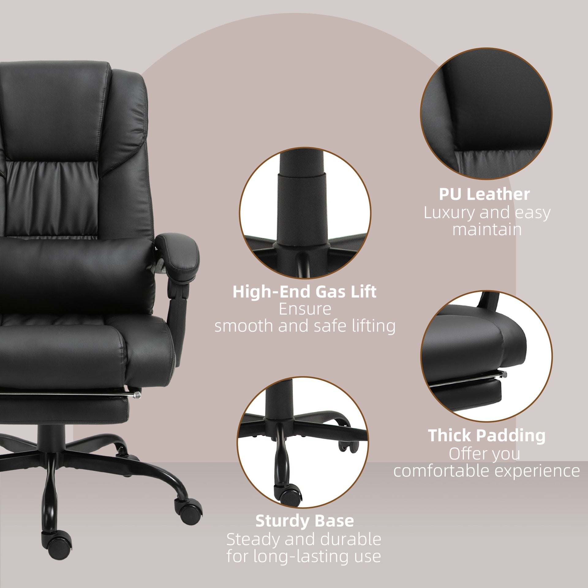 Vinsetto Massage Office Chair with 6 Vibrating Points, High Back Reclining Office Chair with Footrest and Remote, Black