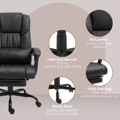 Vinsetto Massage Office Chair with 6 Vibrating Points, High Back Reclining Office Chair with Footrest and Remote, Black