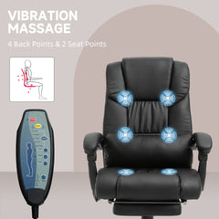 Vinsetto Massage Office Chair with 6 Vibrating Points, High Back Reclining Office Chair with Footrest and Remote, Black