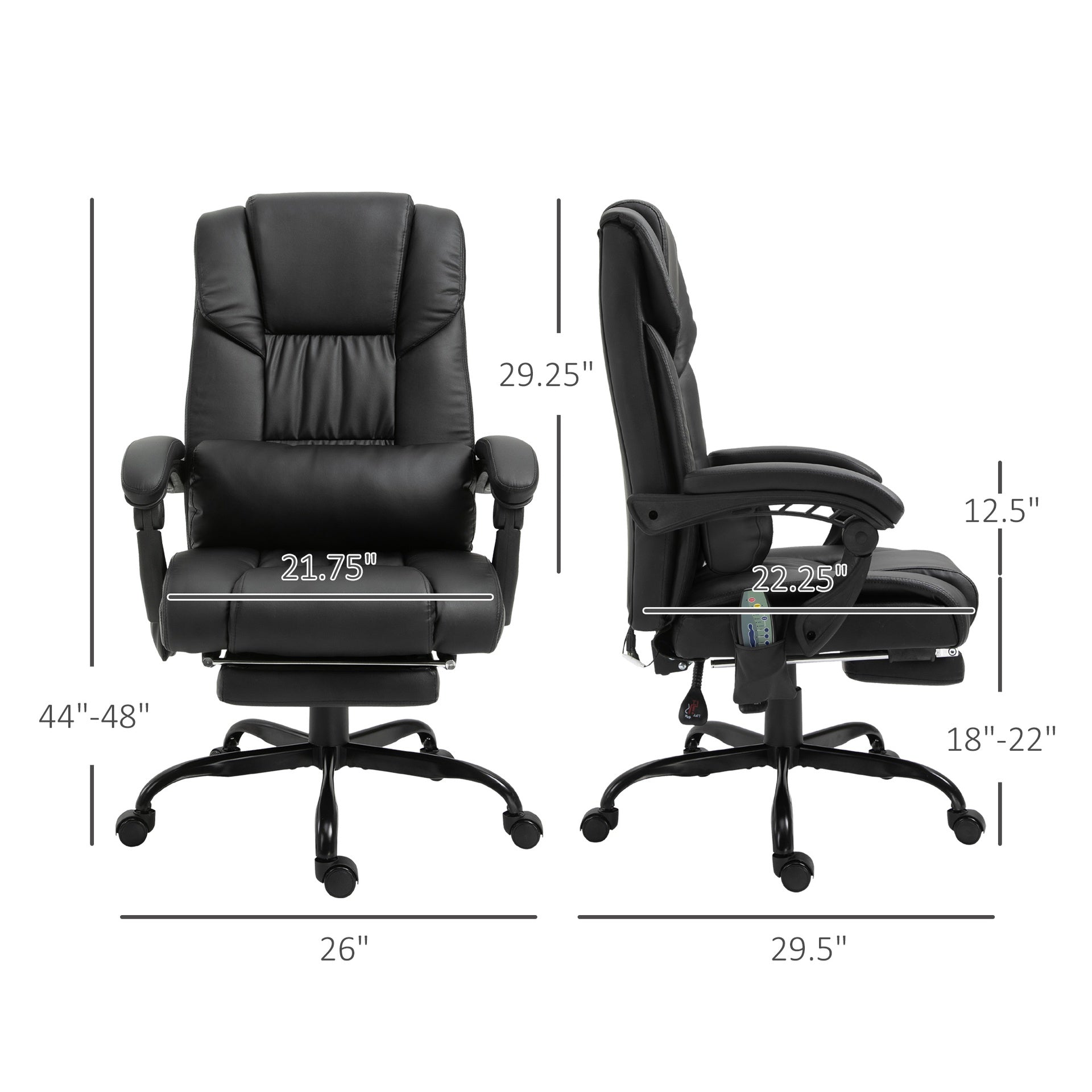 Vinsetto Massage Office Chair with 6 Vibrating Points, High Back Reclining Office Chair with Footrest and Remote, Black