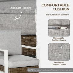 Outsunny Aluminum Patio Furniture Set, 5 Piece Modern Outdoor Conversation Set with Loveseat Sofa, Chairs, Cushions, Coffee Table & Side Table, Gray