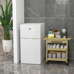 HOMCOM 3.2 Cu.Ft Mini Fridge with Freezer, Compact Refrigerator with Adjustable Thermostat, Shelf and Double Reversible Door for Bedroom, Dorm, Home Office, Energy Efficient, White
