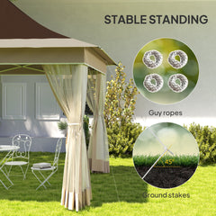 Outsunny 12 x 12 ft. Canopy Tent with Mesh Netting, UPF50+ Pop Up Tent with Carry Bag for Garden, Patio, Brown