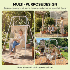Outsunny Hammock Chair Stand  Indoor and Outdoor Use with Anti-Slip Foot Pads, 2 Carabiners, White