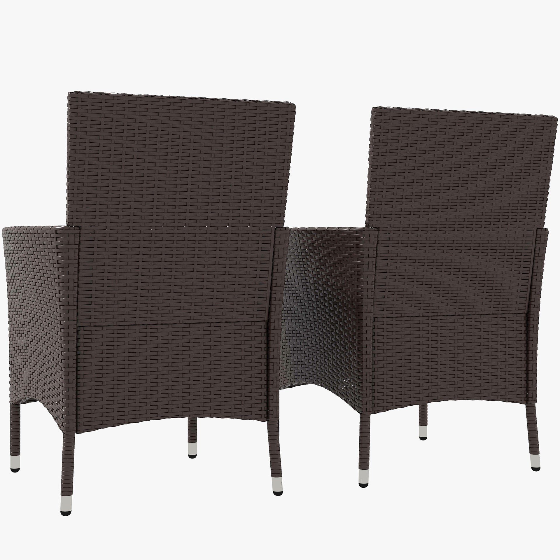 Outsunny 2 PCS Rattan Wicker Dining Chairs with Cushions and Anti-Slip Foot, Patio Stackable Chairs Set for Backyard, Garden, Lawn, Dark Coffee