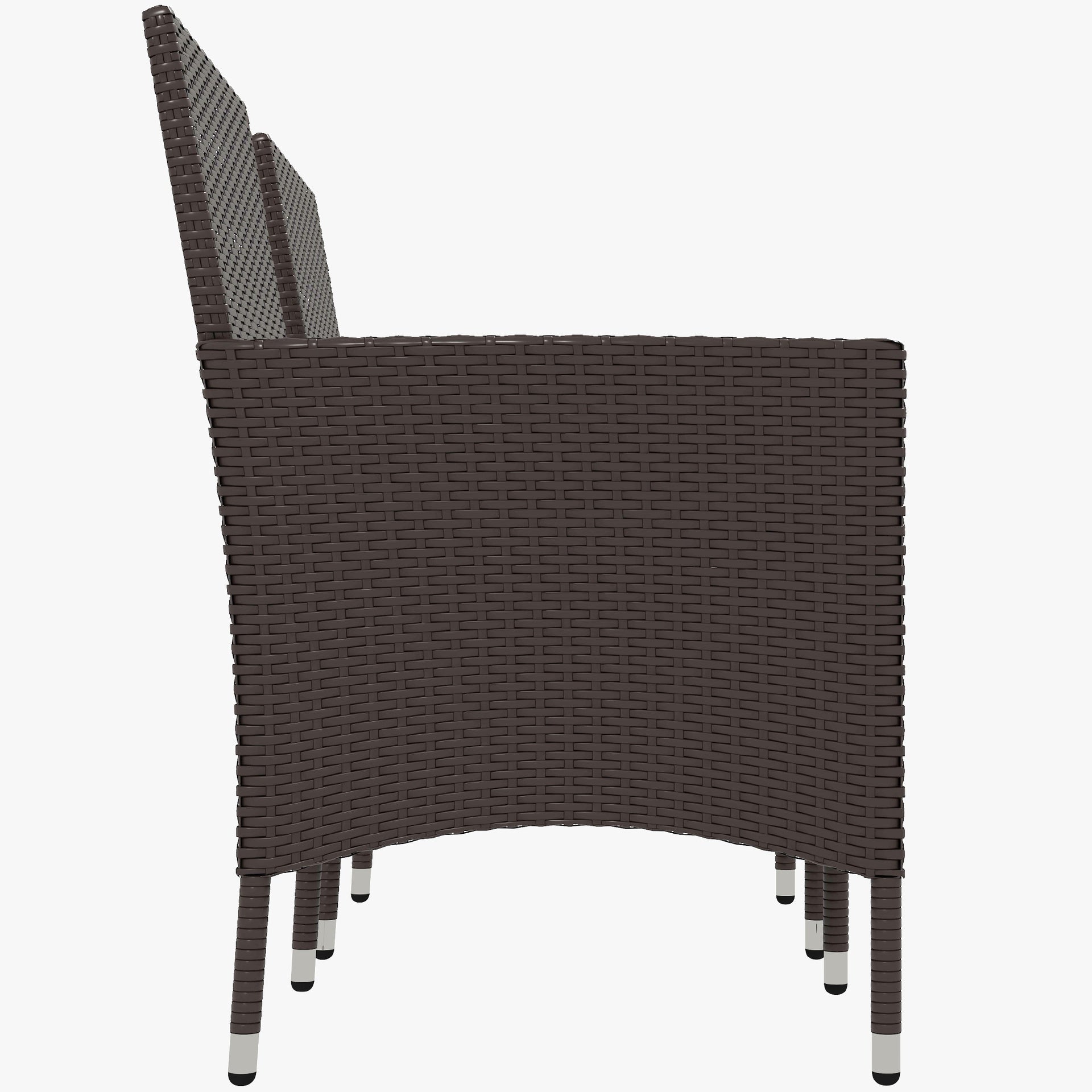 Outsunny 2 PCS Rattan Wicker Dining Chairs with Cushions and Anti-Slip Foot, Patio Stackable Chairs Set for Backyard, Garden, Lawn, Dark Coffee
