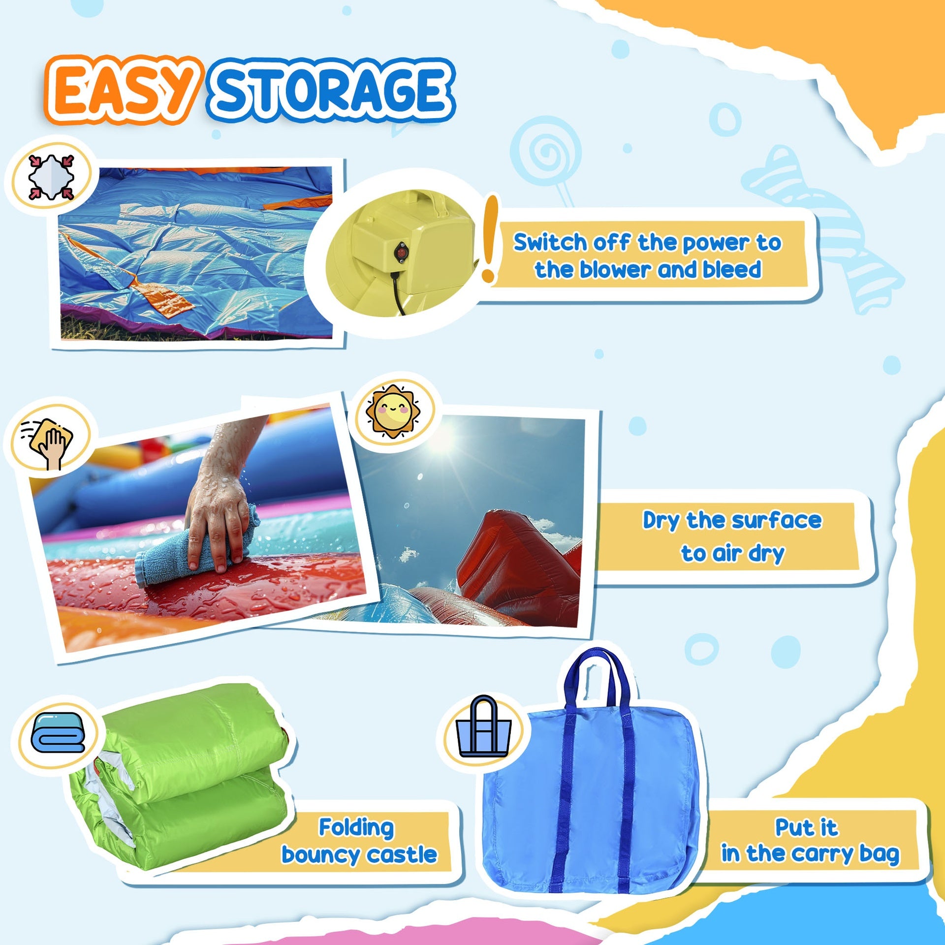 Outsunny 7-in-1 Inflatable Water Slide, Kids Castle Bounce House Includes Slide, trampoline, Pool, Water Cannon, Ball-target, Boxing Post, Tunnel with Carry Bag, Repair Patches, 750W Air Blower