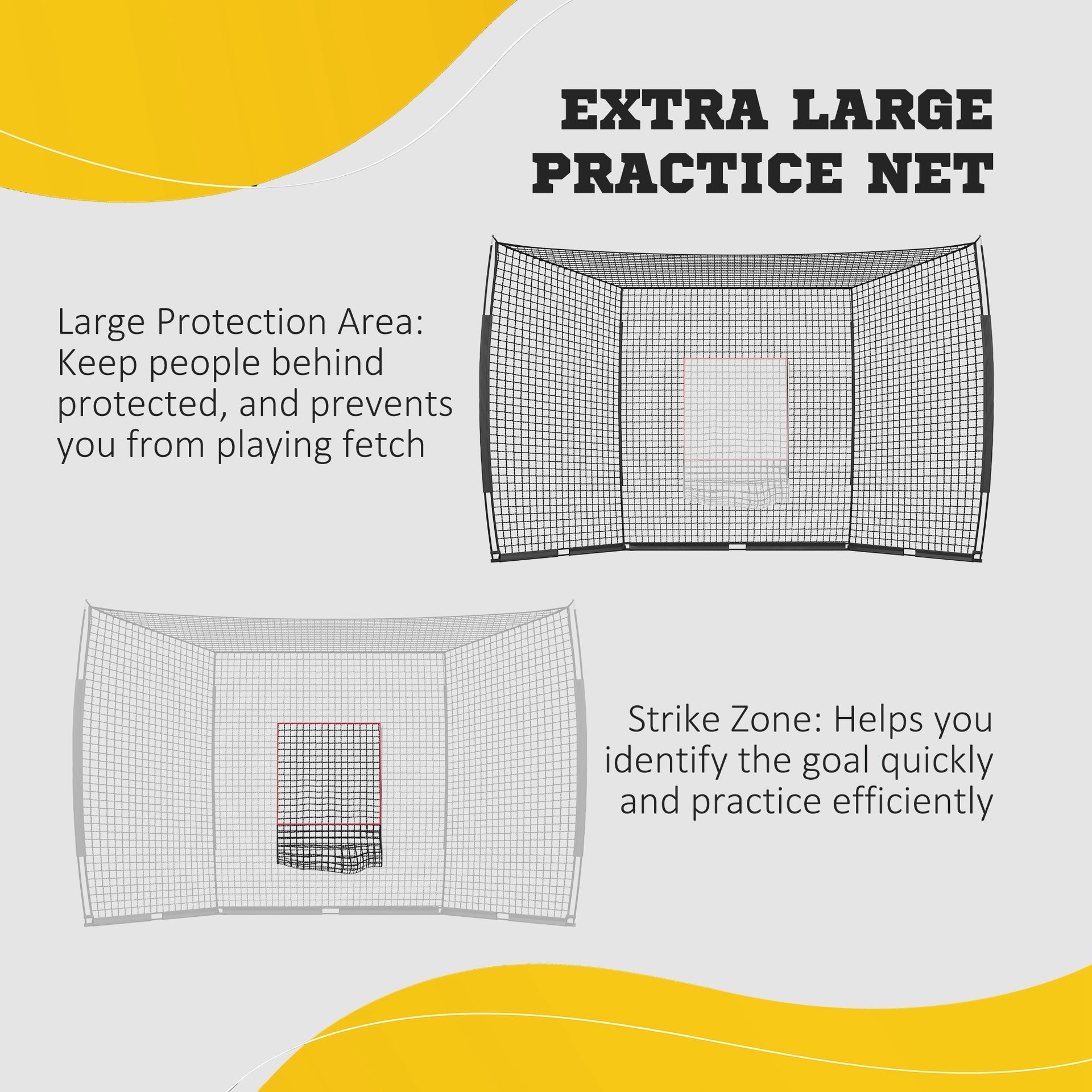 Soozier Softball and Baseball Net with Strike Zone, Tee, Caddy, and Portable Carry Bag for Pitching and Hitting Training