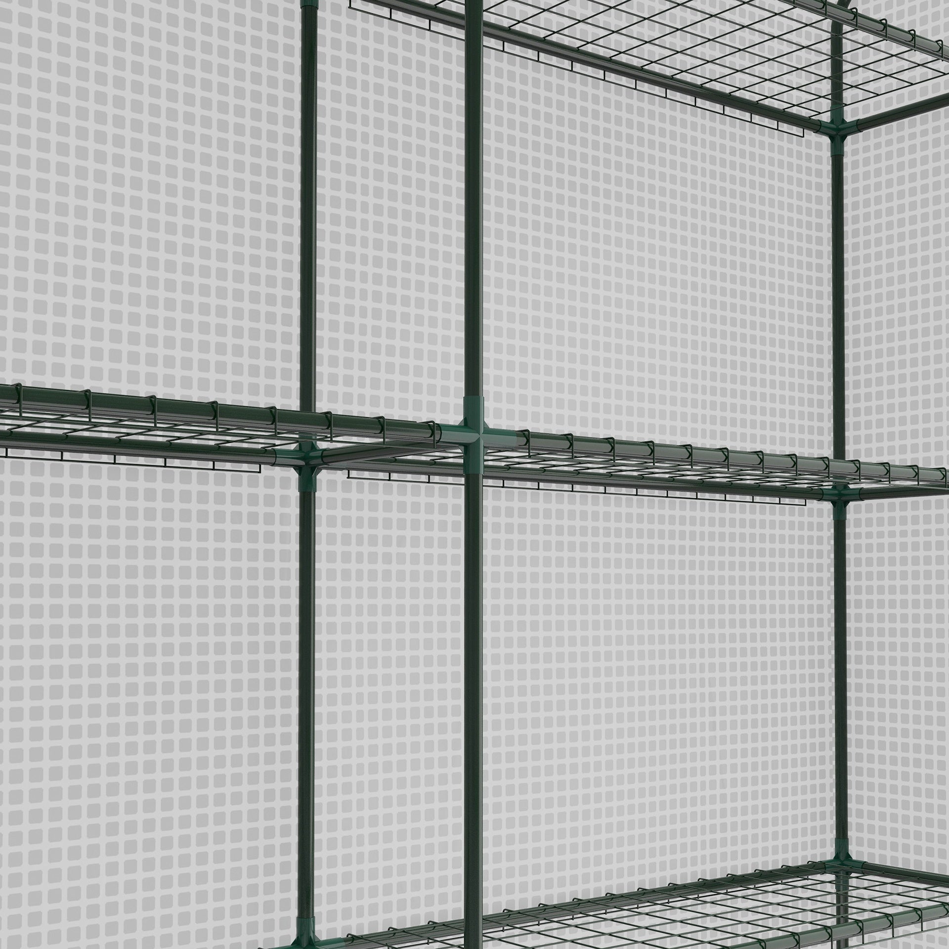 Outsunny Outdoor Walk-in Greenhouse with Roll-up Zipper Door, 18 Shelves, PE Cover, 95.25" x 70.75" x 82.75", White