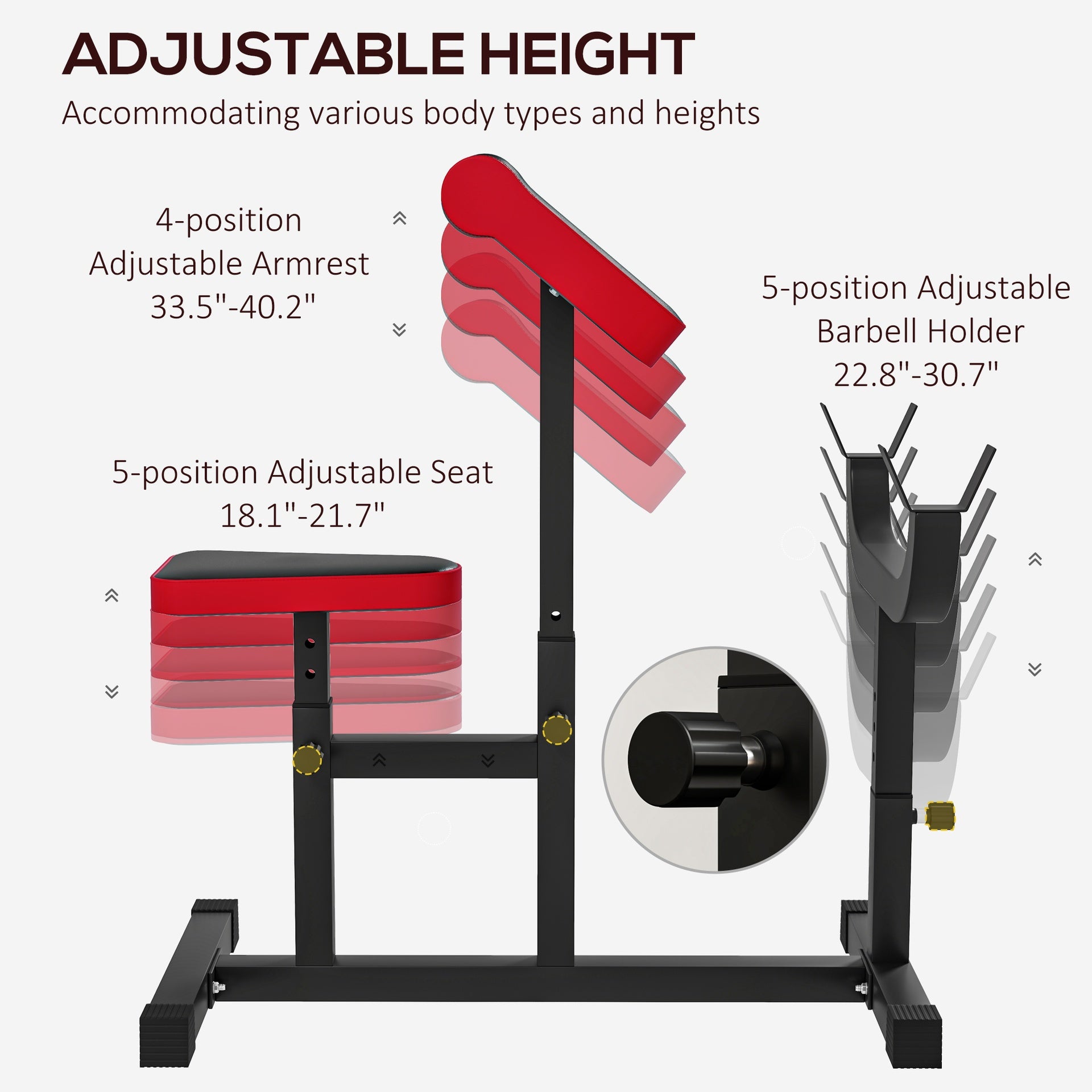 Soozier 265 LBS Preacher Curl Bench for Strength Training, Adjustable Seated Arm Isolated Barbell Dumbbell Bicep Station, Black