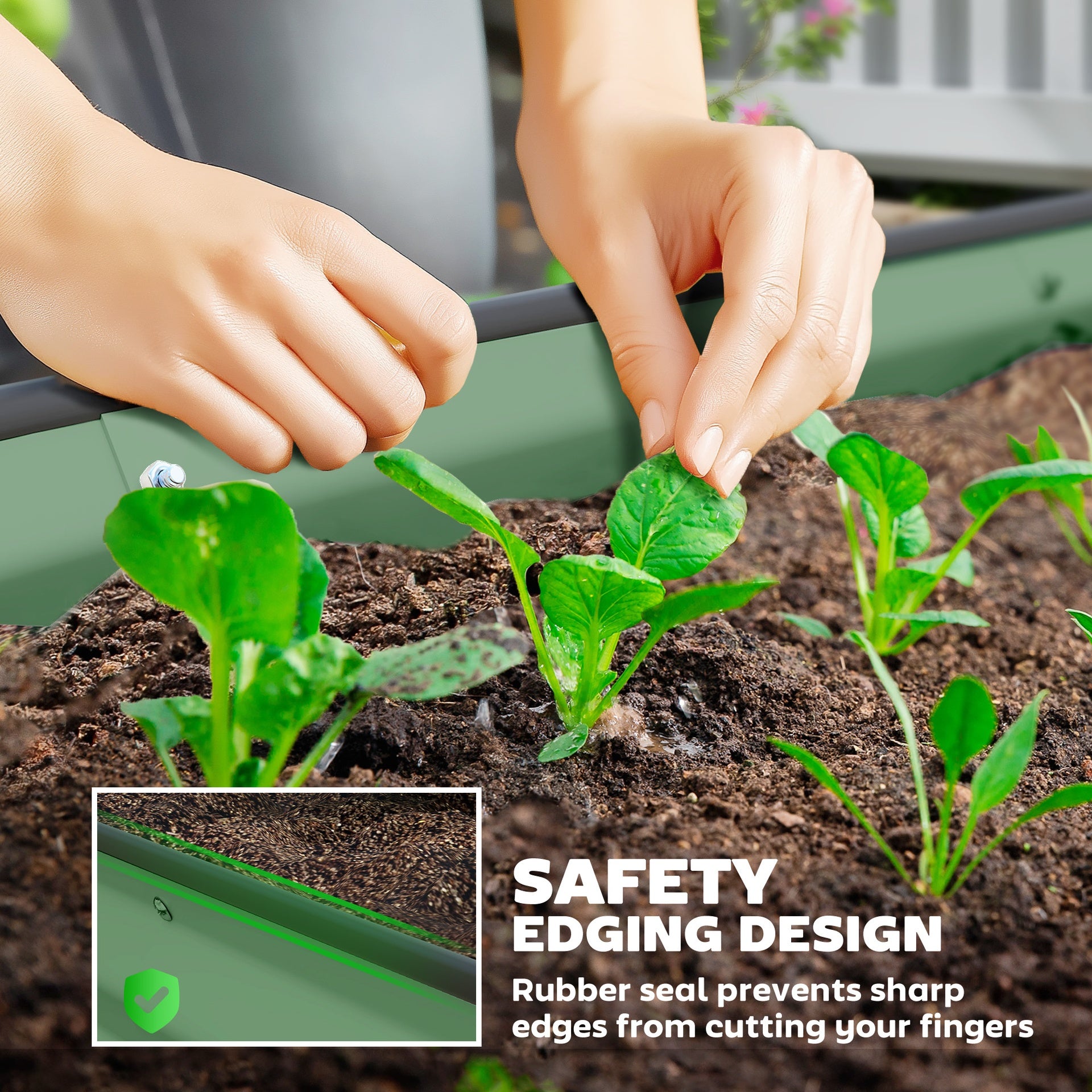Outsunny 7' x 3' x 1' Raised Garden Bed Set, 2PCS Raised Beds for Gardening with Metal Plant Stakes, Green