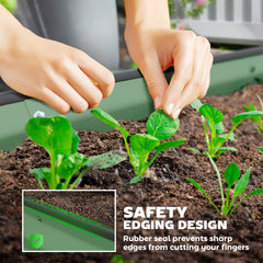 Outsunny 7' x 3' x 1' Raised Garden Bed Set, 2PCS Raised Beds for Gardening with Metal Plant Stakes, Green
